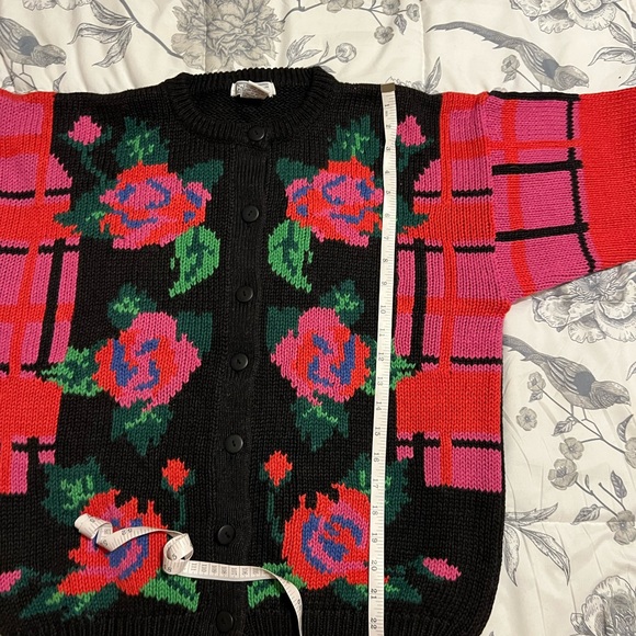 Vintage 80’s Hand Knit Gallagher Pink Floral Size L - Picture 8 of 9